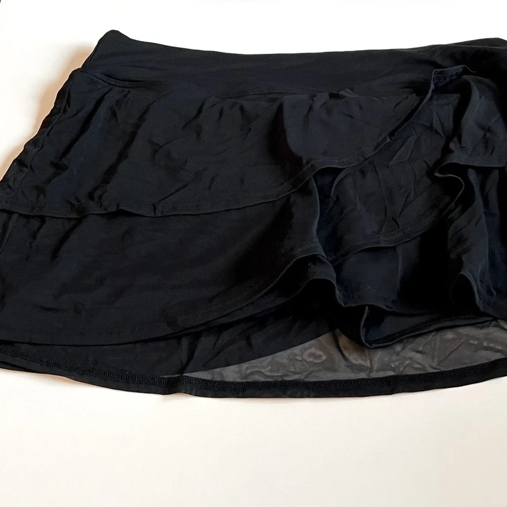 Coco Reef Women's Castaway Black Sway Mesh Layer Swim Skort black skirt short - Picture 7 of 8